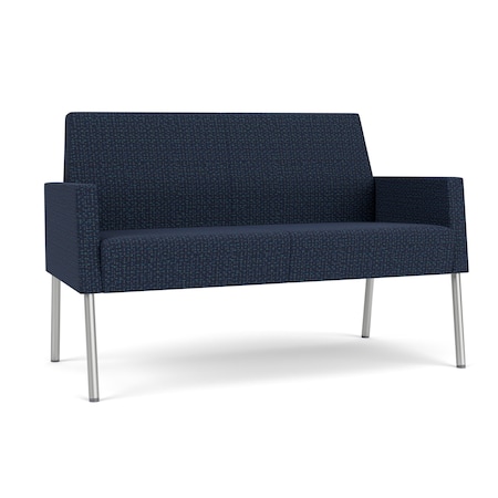 Lesro Mystic Lounge Reception Loveseat, Silver, RF Blueberry Upholstery ML1501